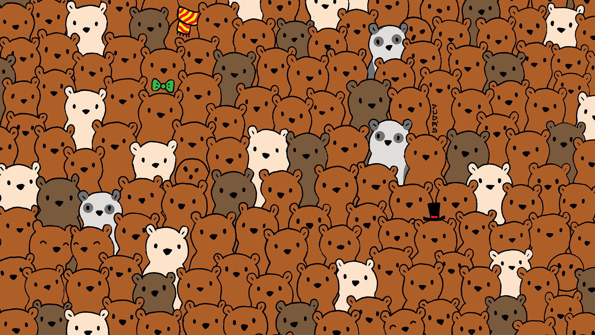 You have 20/20 vision if you can spot the 3 coconuts hidden among the bears in 20 seconds