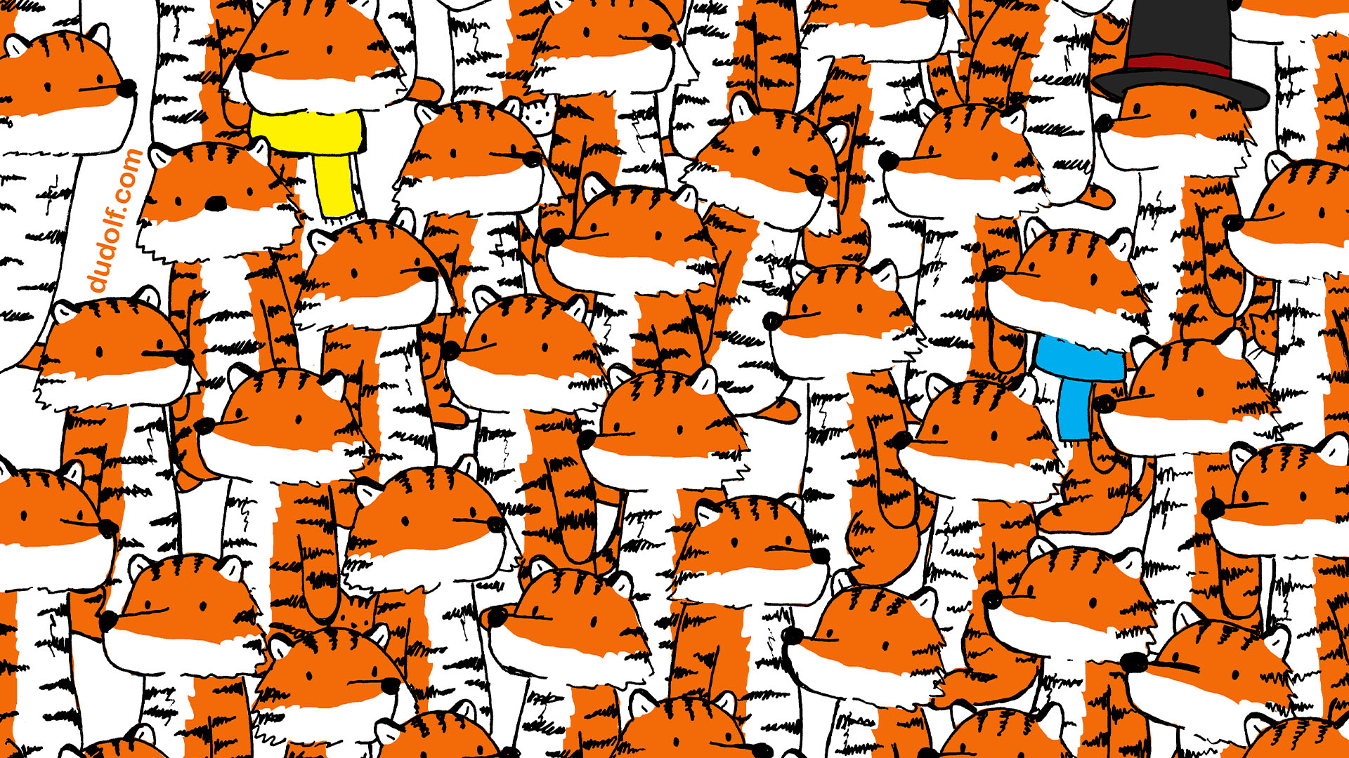 You have 20/20 vision if you can spot the 4 cats hidden among the tigers in less than 20 seconds