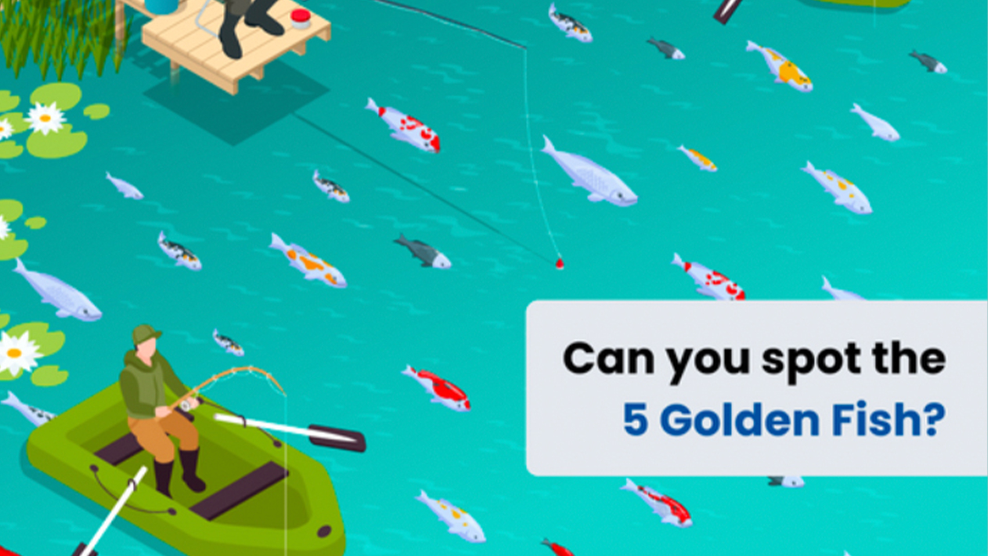 You have 20/20 vision if you can spot the five golden fish among the sea life in less than 10 seconds