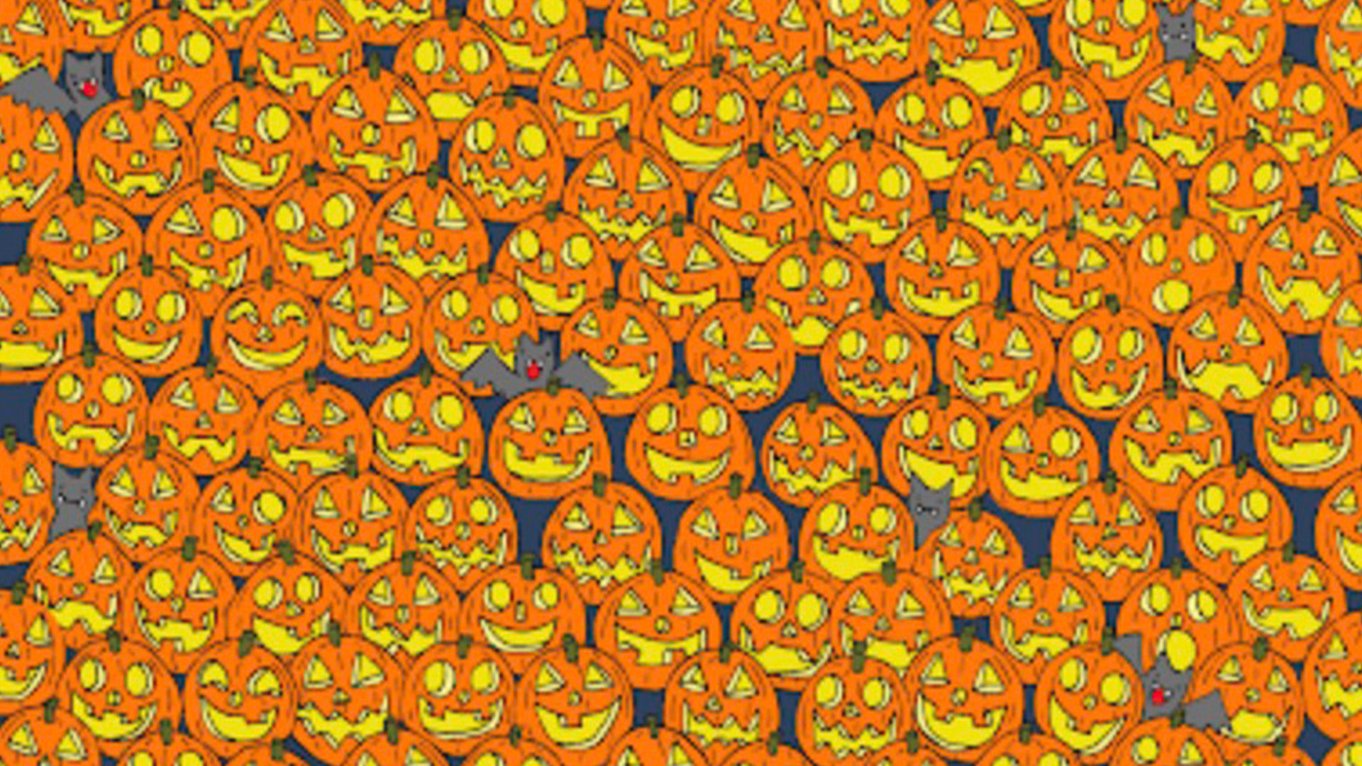 You have 20/20 vision if you can spot the jack-o'-lantern without a nose in under 22 seconds