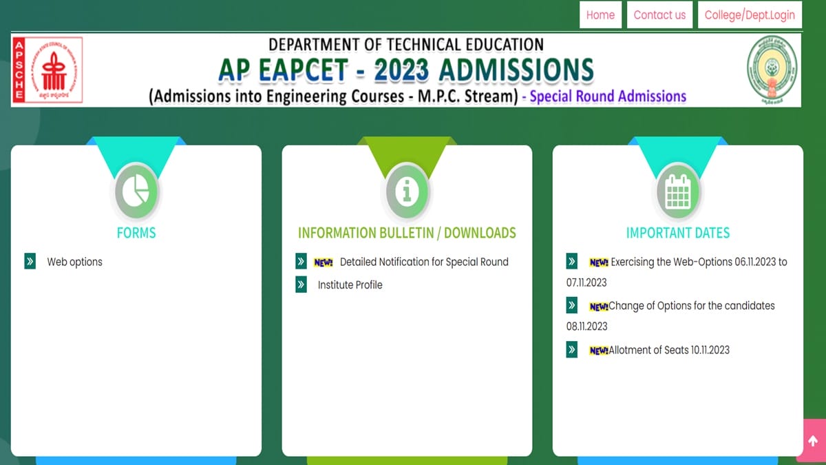 AP EAPCET Counselling Special Round