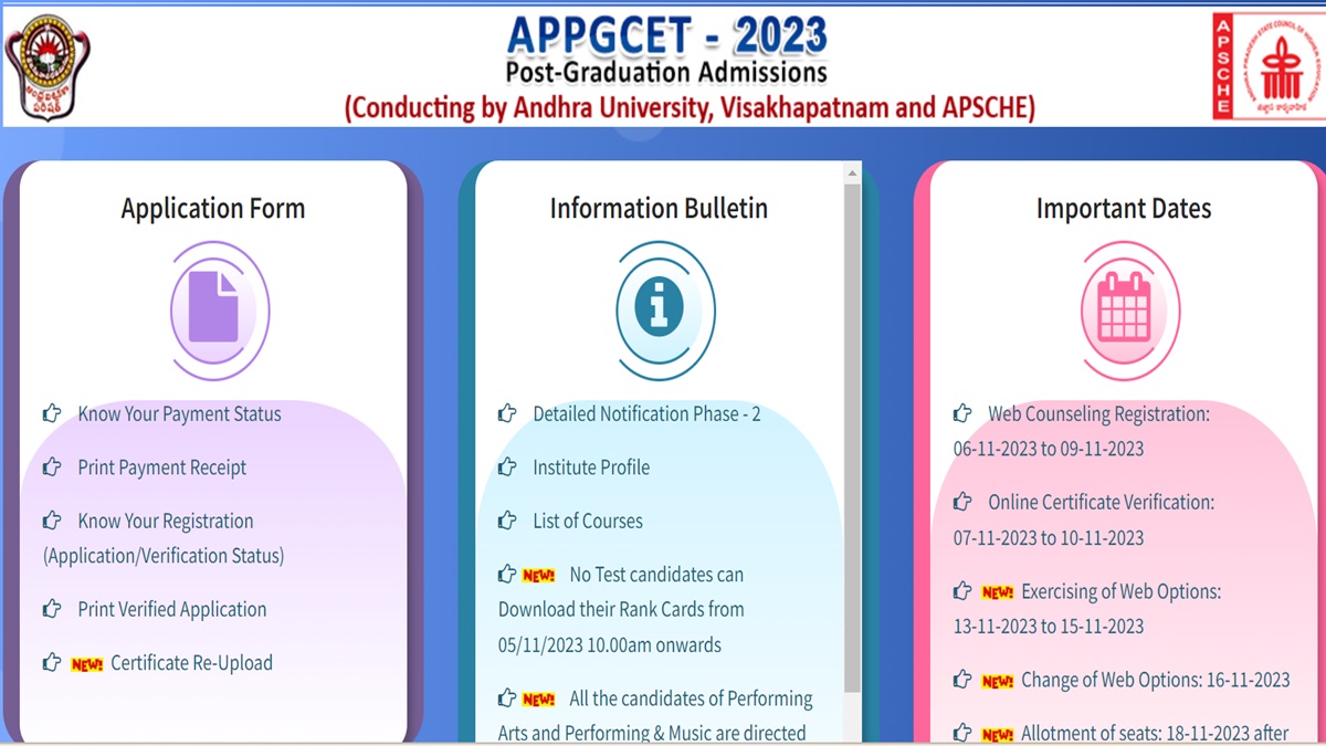 AP PGCET 2023 phase 2 counselling web options entry begins today