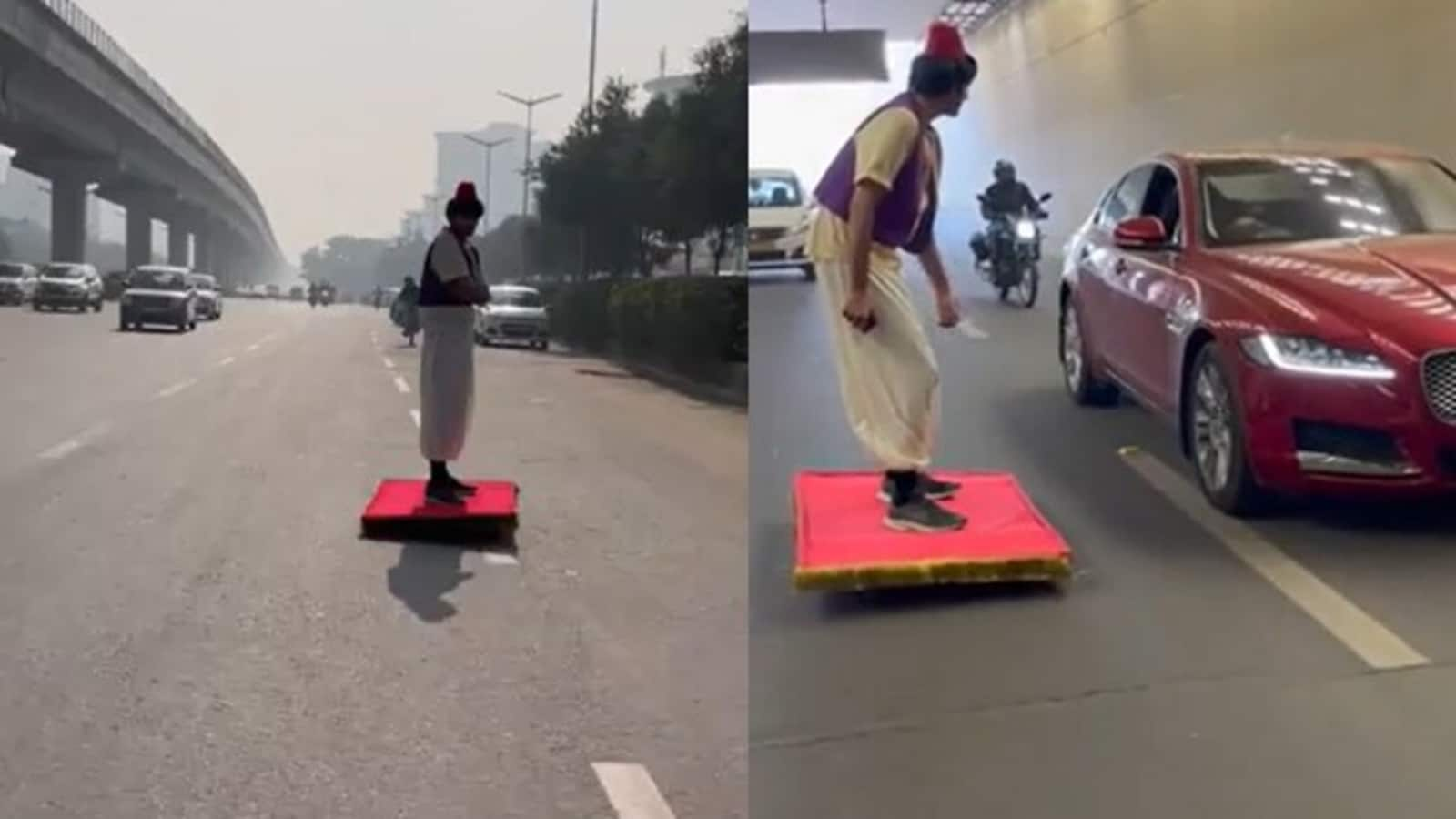 'Aladdin' lands in Gurugram, shocks people with his 'magic carpet.' Watch