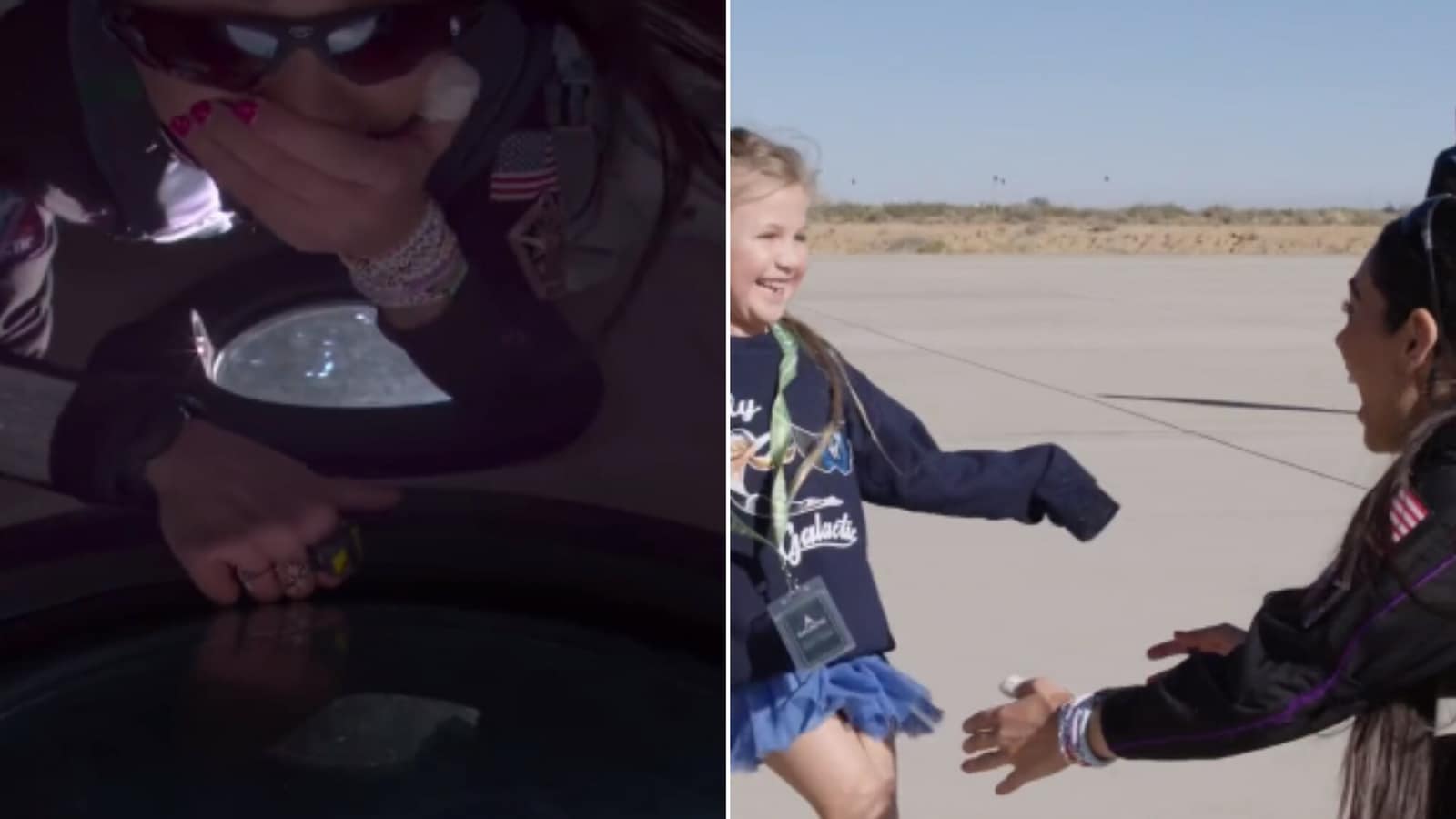 Astronaut rushes to gives daughter a hug after Virgin Galactic Flight