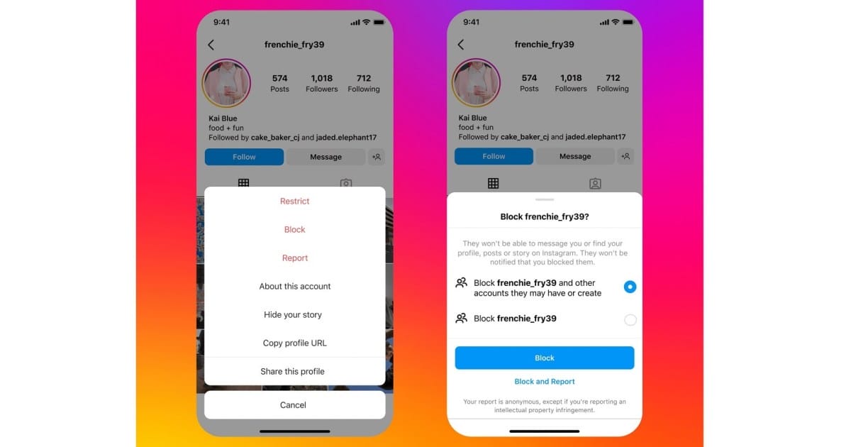 Instagram’s expanded blocking lets you block a person’s backup accounts