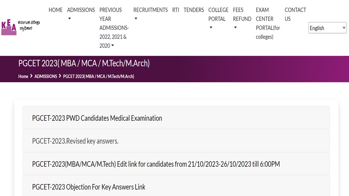 Karnataka PGCET 2023 PwD candidates medical examination notification