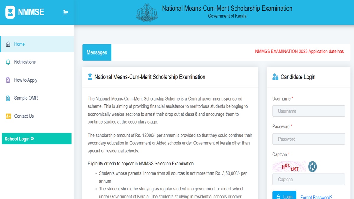 Kerala NMMS Scholarship Registration 2023 Closes Today