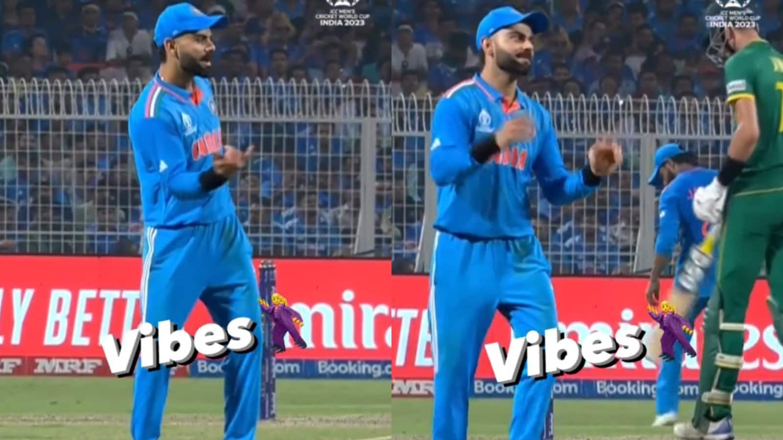 Viral Video: Virat Kohli dances to Anushka Sharma, Ranveer Singh’s Ainvayi Ainvayi during IND vs SA World Cup match