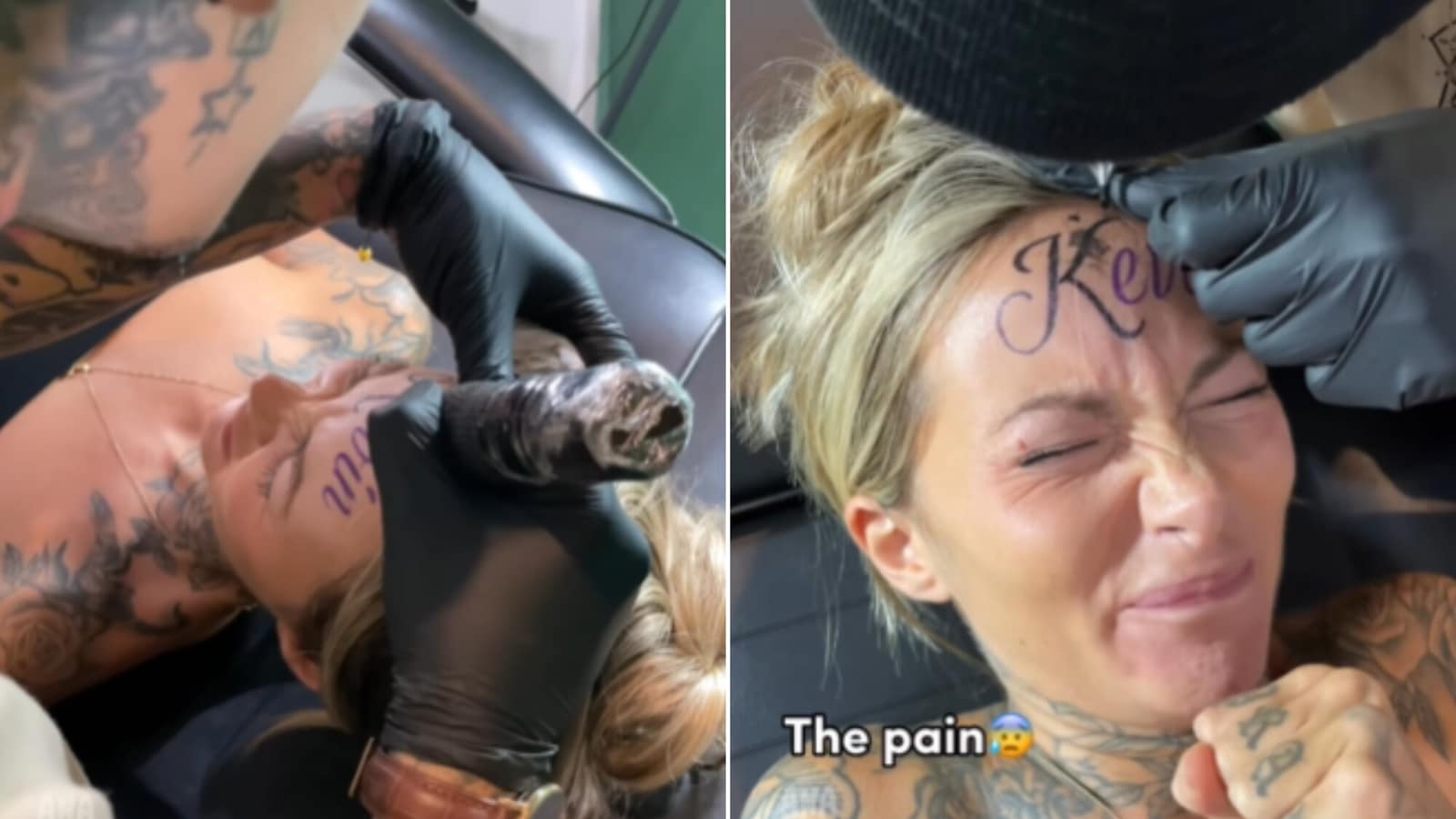 Woman gets boyfriend’s name tattooed on her forehead, people can't decide it's real or fake