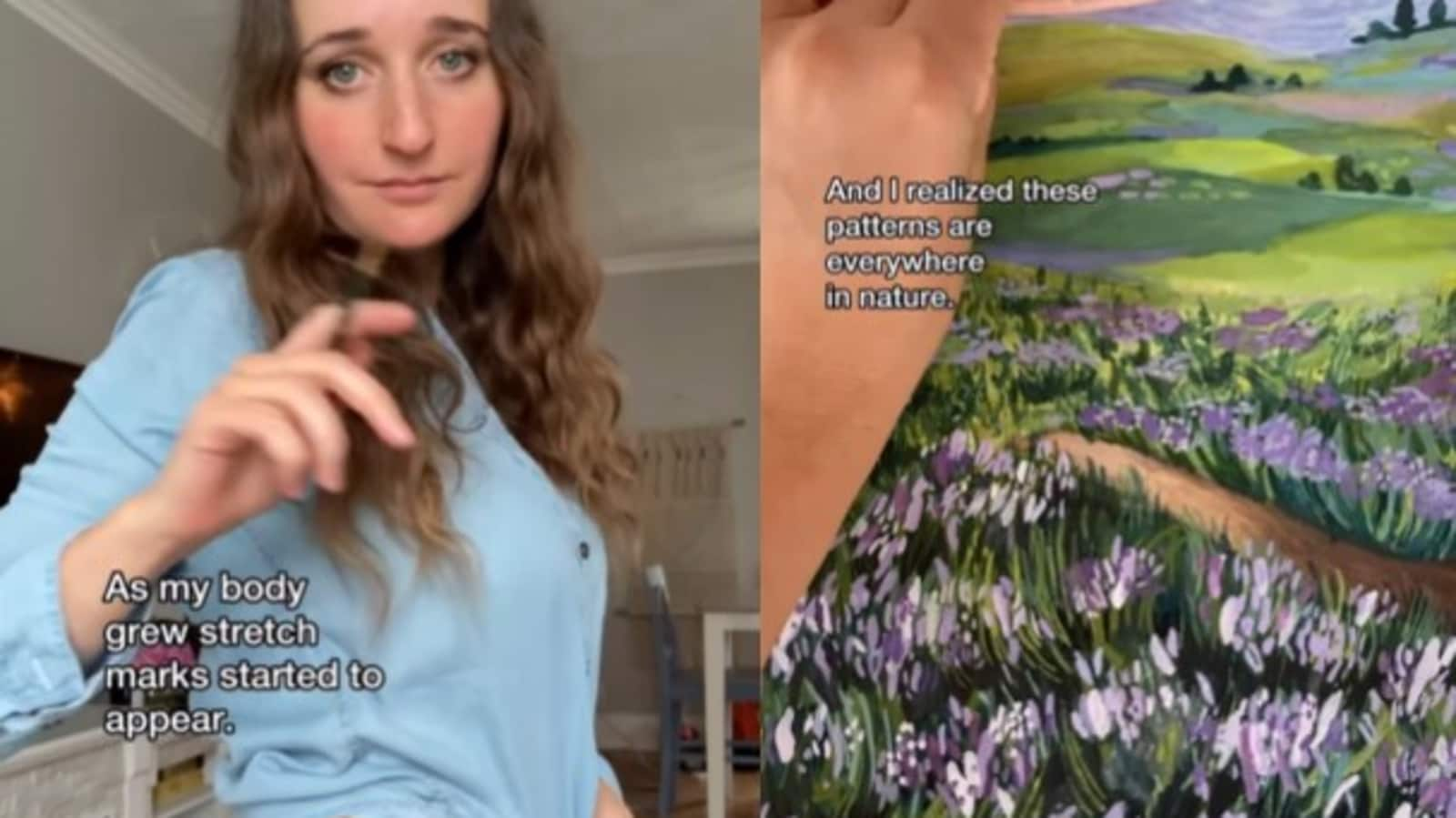 Woman inspired by stretch marks on her body creates stunning artwork with it