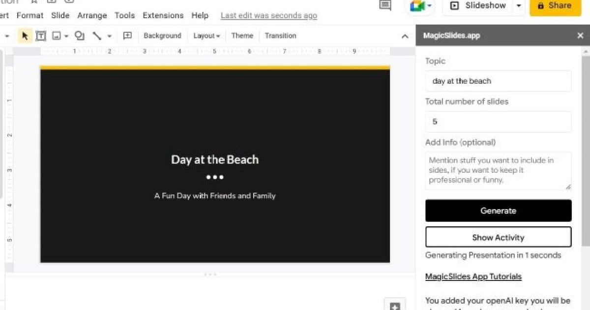 You can use the power of ChatGPT in Google Slides now