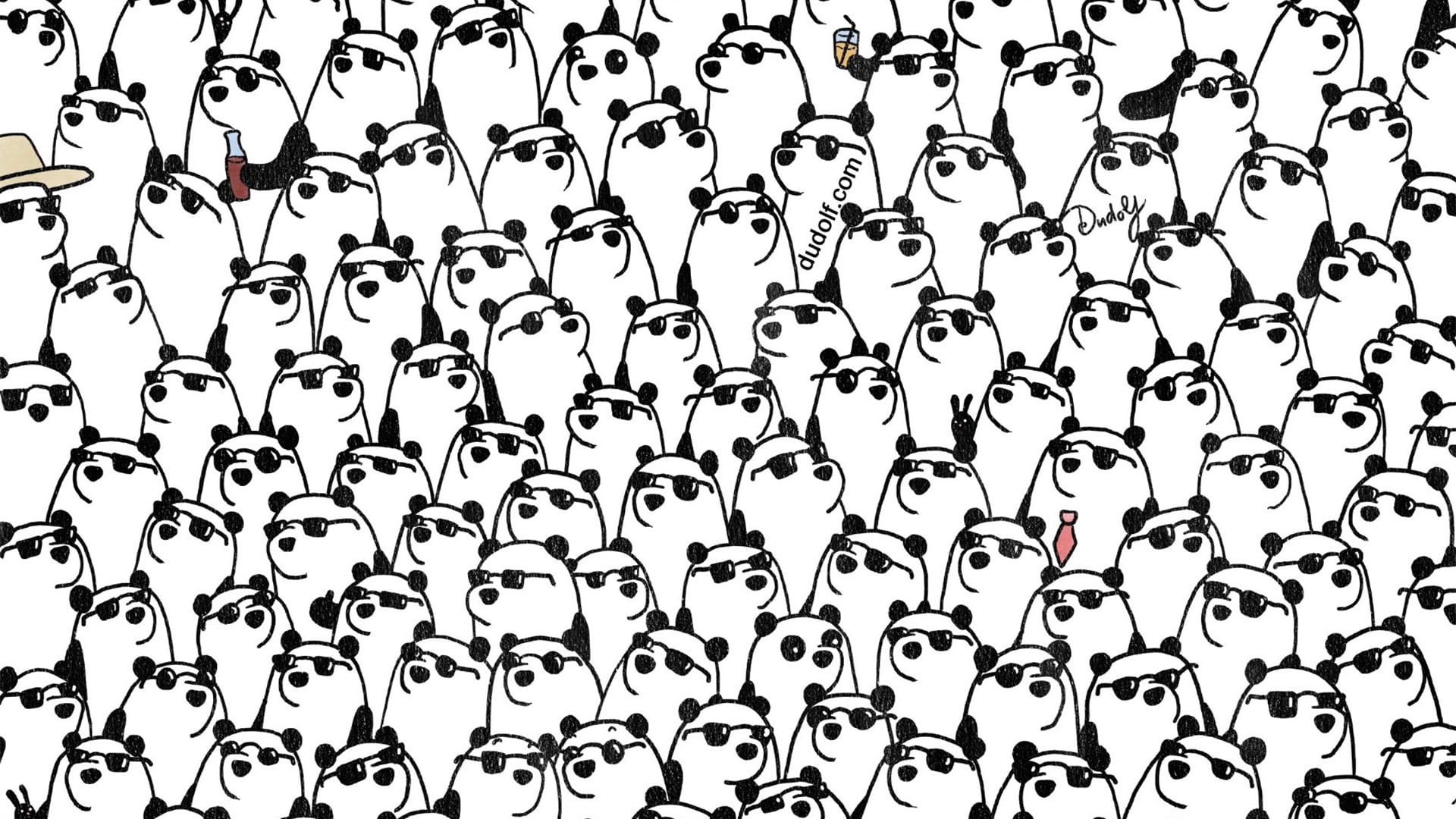 You could have a high IQ if you can find the three pandas not wearing sunglasses in 30 seconds