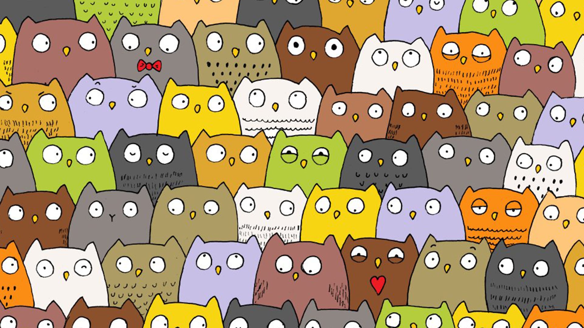 You have 20/20 vision if you can find the cat hidden among the owls in 10 seconds